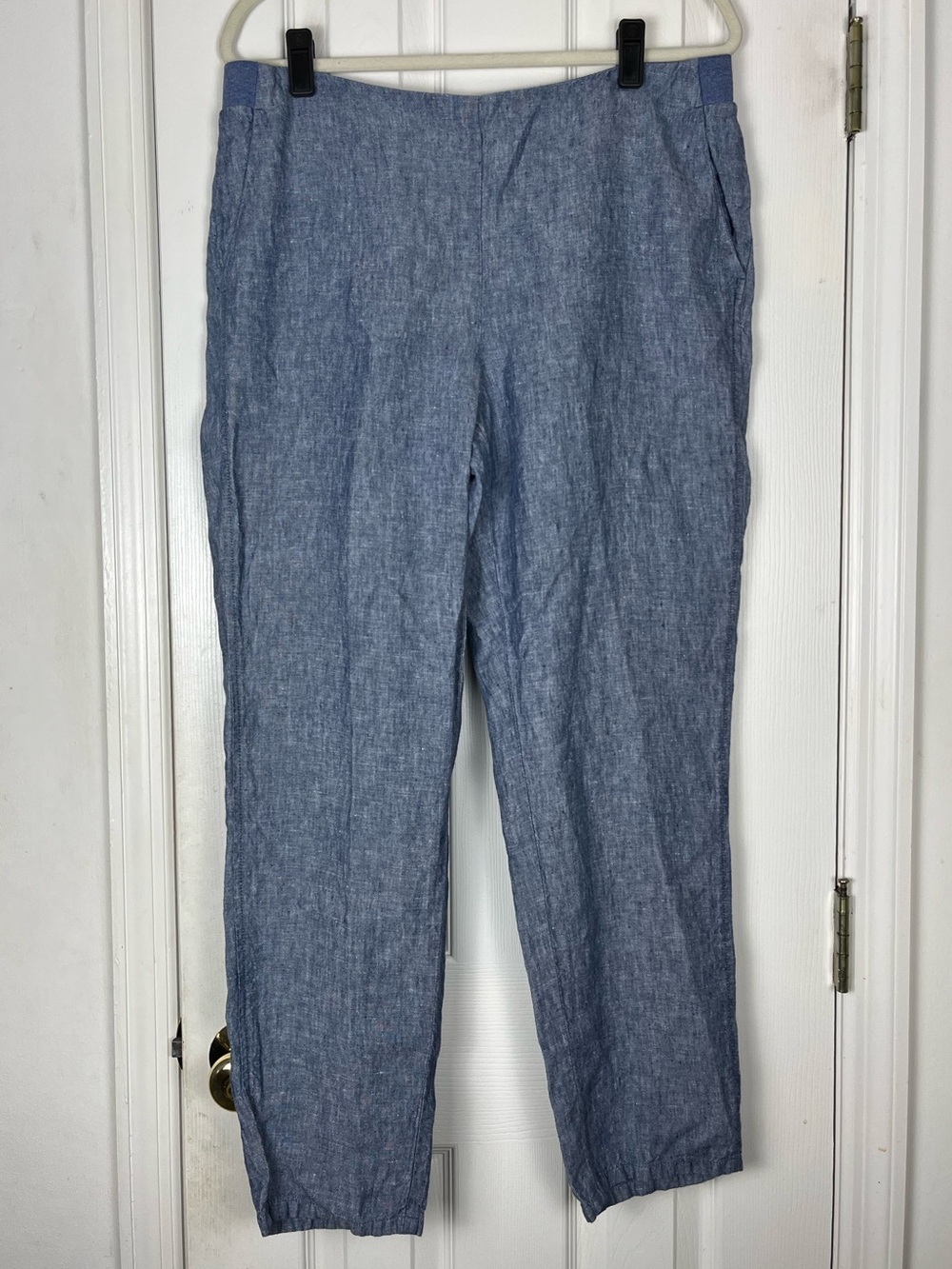 J. Jill Love Linen 100% Linen Tapered Straight Pull On Pants Sz M Coastal Beach